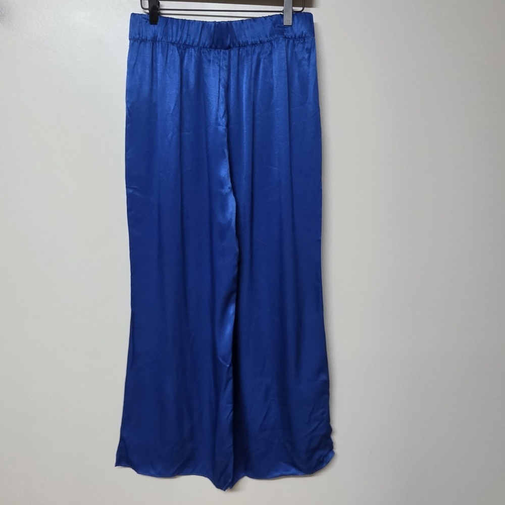 J. Crew Collection Astrid Wide-leg Pant in Luster Crepe Royal Blue NWT Size 6 - Picture 2 of 7